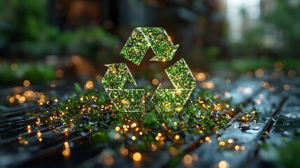 Glowing Digital Sustainability Report Showcasing Environmental Goals and Metrics