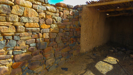 Remains of a stone-walled and mud cottage, Volmoersfontein campsite, Tankwa-Karoo National Park, Northern Cape, South Africa.