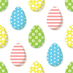 Soft pastel Color Easter eggs background. Vector seamless pattern for textiles, wallpapers, and festive decor.