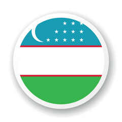 Flag of Uzbekistan flat icon. Round vector element with shadow. Best for mobile apps, UI and web design.