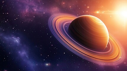 A Gaseous Planet With Rings In Space