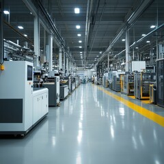 Fototapeta premium Modern Factory Interior with Machinery and Equipment