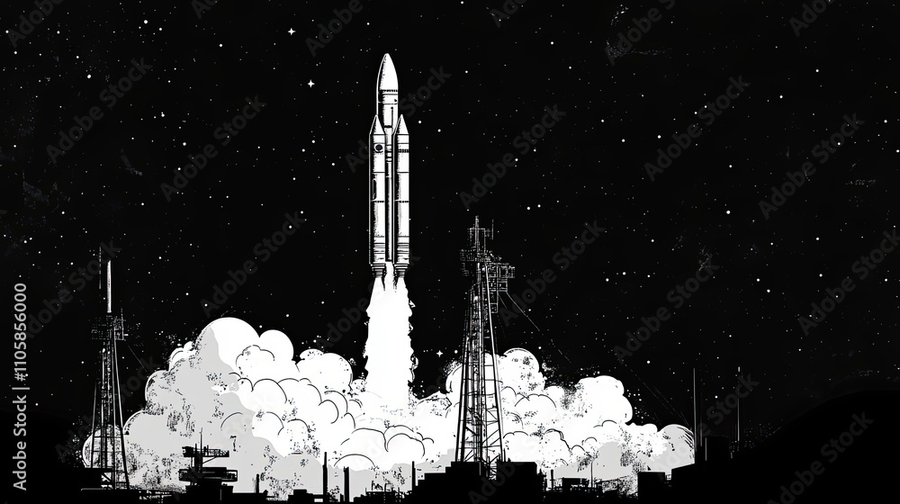 Canvas Prints rocket launch ascending into the night sky