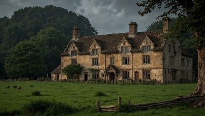 Obraz premium Creepy old inn in the Gloucestershire countryside.