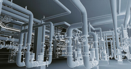 Conceptual visualization of drawing style of utilities at BIM technology