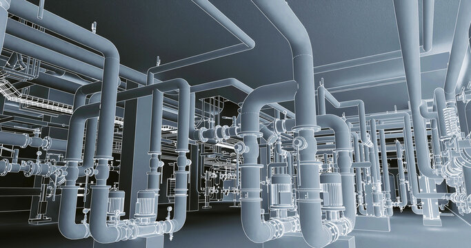 Conceptual visualization of drawing style of utilities at BIM technology