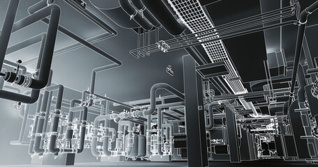 Conceptual visualization of drawing style of utilities at BIM technology
