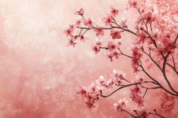 Obraz premium Cherry blossom flowers blooming on branch in spring with pink background