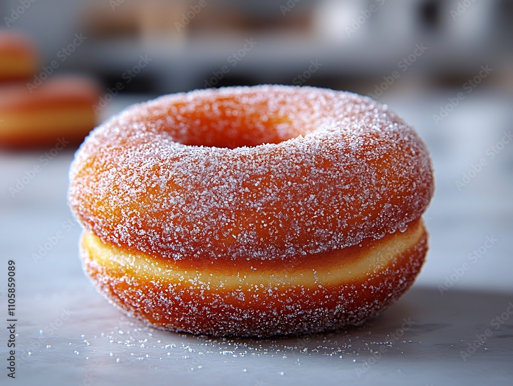 Poster mouthwatering glazed donut displayed on white background with soft fluffy texture and shiny sugar co