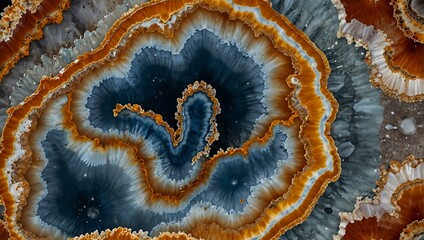 Obraz premium Cross-section of agate with a geode edge, from Morocco.