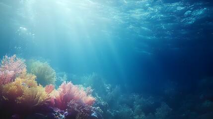 Obraz premium A coral reef with a bright blue ocean in the background