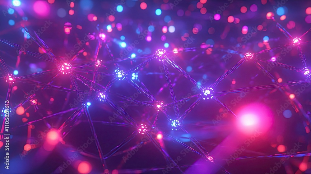 Aufkleber abstract network of glowing nodes and lines
