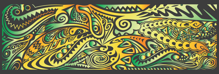 Pacific , Papua New Guinea Design in Green and gold color