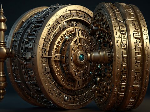 Cryptex in 3D, intricate design for games and puzzles.