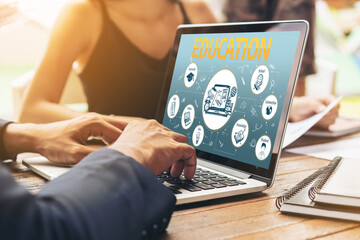 E-learning website with sofware for student to study online on the internet network snugly