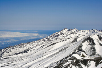 drift ice
　snow covered mountains