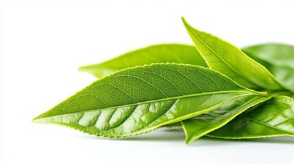 Obraz premium a photostock of a Green flying leaves isolated on white background with place foe text