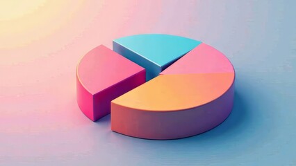 Obraz premium 3D Pie Chart Illustration 38% 62% Data Visualization Infographic