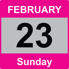 Fototapeta premium 23 February , Sunday Date template , Useful design for calendar or event promotion. Vector illustration EPS 10 file