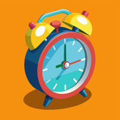 3D Cartoon Alarm Clock Vector Illustration