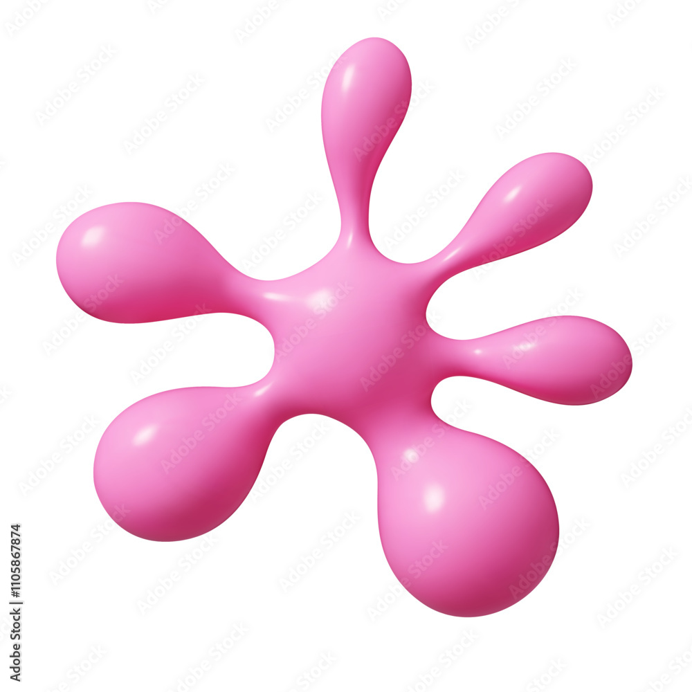 Poster bright pink liquid droplet - splash like blob with smooth rounded edges. abstract 3d vector splatter