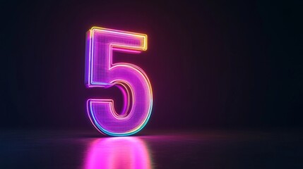 Dynamic Number Five with Neon Glow: A Vibrant Graphic Design