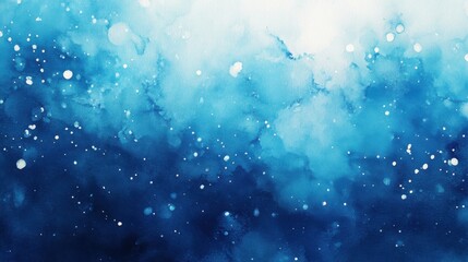 A tranquil watercolor design featuring various shades of blue, creating a dreamy underwater effect with soft textures and light speckles.