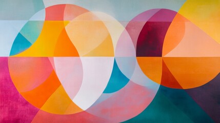 Obraz premium A Colorful Abstract Geometric Composition with Interplaying Shapes and Vibrant Colors