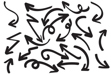 Set of Hand drawn vector arrows doodle on white background. design element vector illustration.