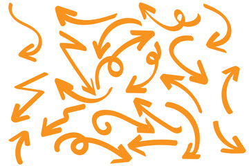 Set of Hand drawn vector arrows doodle on white background. design element vector illustration.