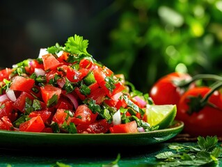 Fresh salsa preparation kitchen food photography colorful ingredients close-up view culinary delight