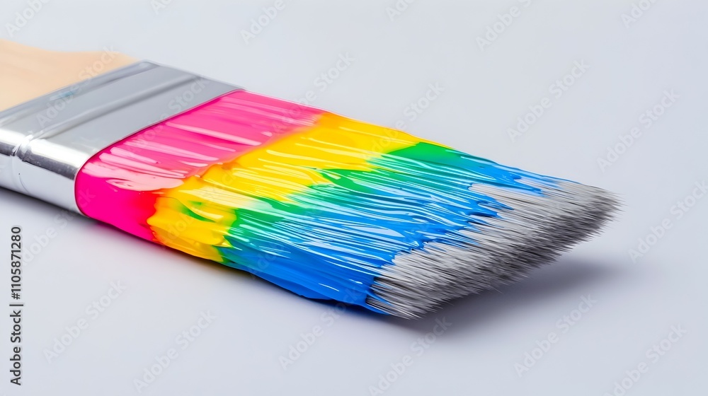 Poster vibrant bold with paintbrush - textured layers of paint isolated on clean background emphasizing bri