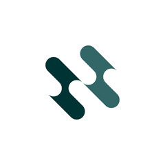 logo letter n curved icon vector