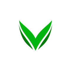 v logo letter green leaf vector