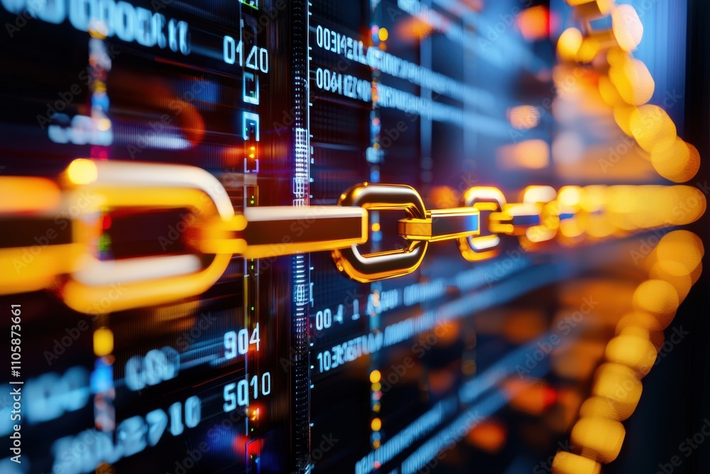 Aufkleber Digital Chain Links Representing Blockchain Technology and Security