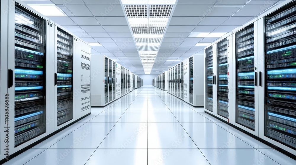 Aufkleber modern data center with server racks and bright led lights