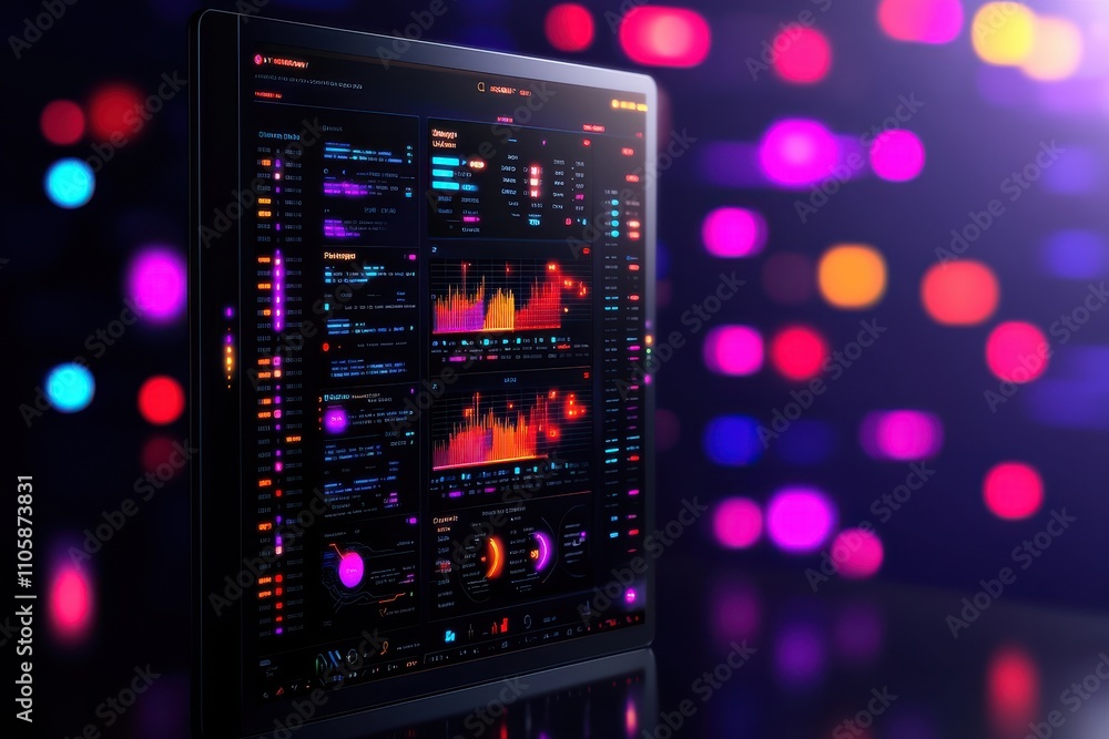 Poster Modern Data Visualization Dashboard with Vibrant Colors and Design