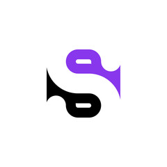letter s in negative space icon logo