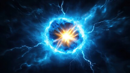 Obraz premium Vibrant Electric Energy Burst with Lightning and Cosmic Background