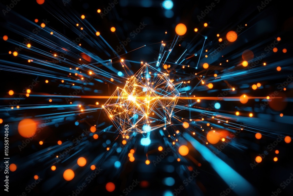 Poster Abstract Explosive Light Rays with Blue and Orange Particles