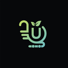 Letter U Leaf Logo Design Vector illustration