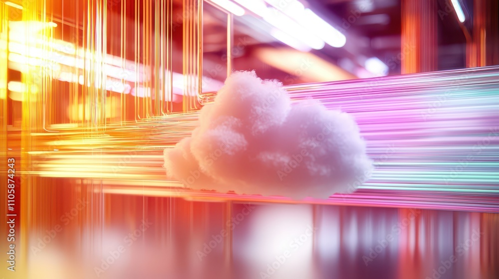 Poster Abstract Cloud with Colorful Light Trails in a Dynamic Space