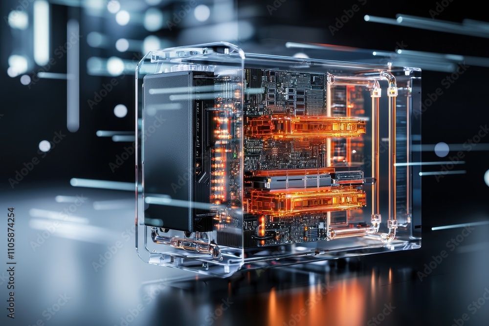 Aufkleber Futuristic Transparent Computer with High-Speed Data Processing