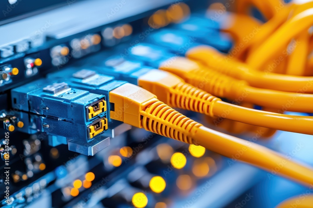 Poster network cables and connections in a data center equipment setup