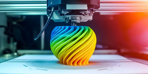 Impressora 3D criando um objeto colorido