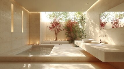 [Bathroom remodel shower paper] Modern Minimalist Bathroom Oasis with Floor-to-Ceiling Window & Luxurious Natural Light