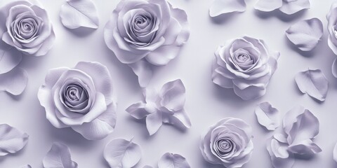 A delicate arrangement of soft pastel roses fills the background, providing a calming and elegant aesthetic. This floral pattern is ideal for invitations, backgrounds, and creative projects.
