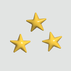 Obraz premium Star icon in 3d style on grey background. Vector illustration plastic volumetric yellow star. Vector illustration