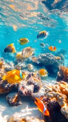 Obraz premium Peaceful underwater sanctuary showcasing tropical fish and coral diversity