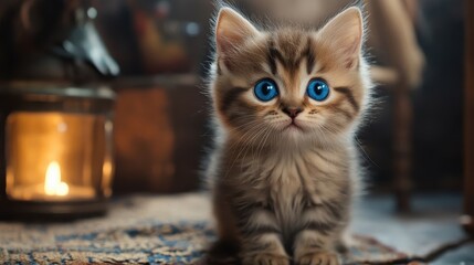 Adorable Siberian Kitten with Bright Blue Eyes